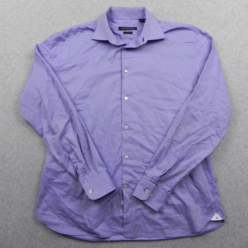 John Varvatos USA Button‎ Down Shirt Mens 16 34/35 Purple Slim Fit Long Sleeve